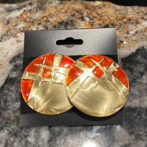 Retro Gold & Enamel Post Earrings